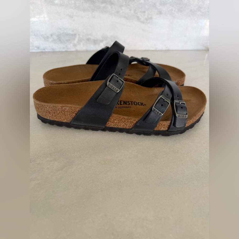 Birkenstock | Franca Navy Cross-Strap Leather Sandals | 40 - Picture 2 of 9